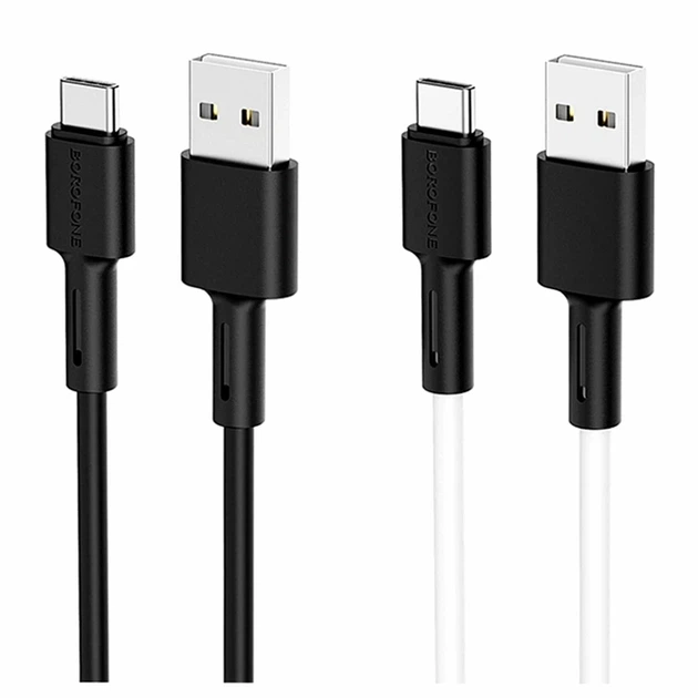 Кабель USB Type-C 1м 5А силикон черный Borofone BX31 для зарядки и передачи данных - Фото 2 Кабель USB Type-C 1м 5А силикон черный Borofone BX31 для зарядки и передачи данных - изображение 2