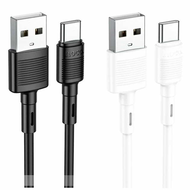 Кабель USB Type-C Hoco X83 1м 3А чорний для заряджання та передачі даних з PVC із захистом від зламів - Фото 2 Кабель USB Type-C Hoco X83 1м 3А чорний для заряджання та передачі даних з PVC із захистом від зламів - зображення 2