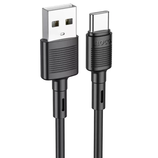 Кабель USB Type-C Hoco X83 1м 3А чорний для заряджання та передачі даних з PVC із захистом від зламів - Фото 4 Кабель USB Type-C Hoco X83 1м 3А чорний для заряджання та передачі даних з PVC із захистом від зламів - зображення 4