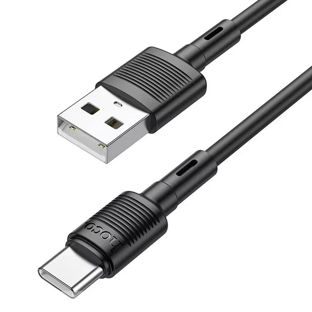 Кабель USB Type-C Hoco X83 1м 3А чорний для заряджання та передачі даних з PVC із захистом від зламів - Фото 6 Кабель USB Type-C Hoco X83 1м 3А чорний для заряджання та передачі даних з PVC із захистом від зламів - зображення 6