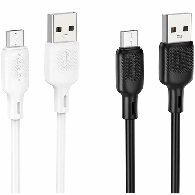 Кабель USB Micro 2.4A 1м силиконовый белый для зарядки и передачи данных Borofone BX113 - изображение 2