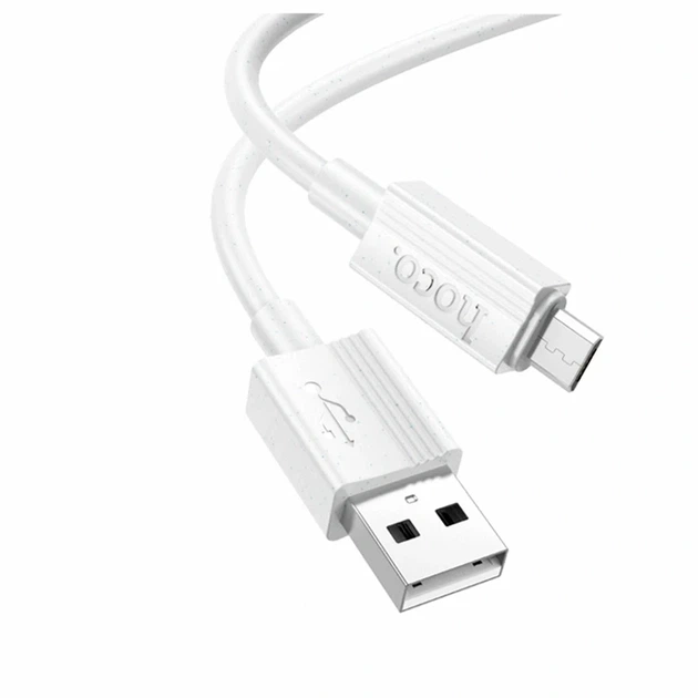 Кабель USB Micro 2.4A 1м білий Hoco X107 пластик для заряджання та передачі даних - Фото 1 Кабель USB Micro 2.4A 1м білий Hoco X107 пластик для заряджання та передачі даних - зображення 1