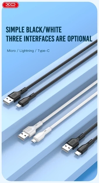 Кабель USB Lightning 2.4A 1м чорний для заряджання та передачі даних XO NB230 Rock Series - Фото 5 Кабель USB Lightning 2.4A 1м чорний для заряджання та передачі даних XO NB230 Rock Series - зображення 5