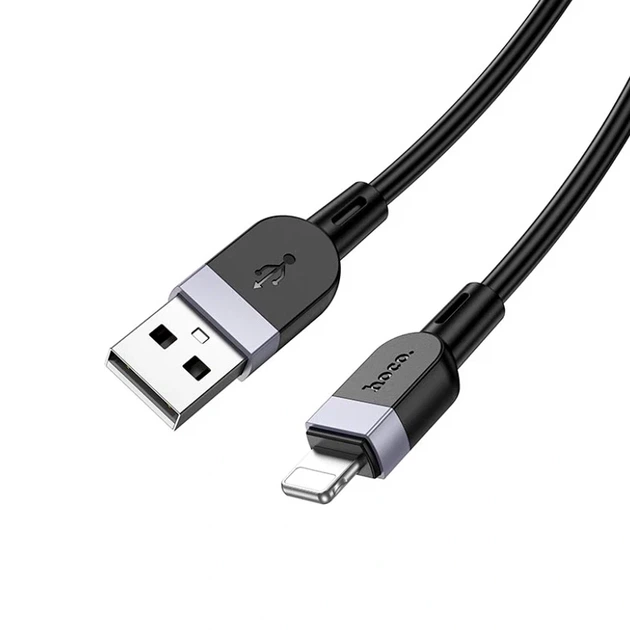 Кабель Hoco X109 3 м USB Lightning 2.4 А силіконовий чорний для заряджання та передачі даних L-подібний - Фото 5 Кабель Hoco X109 3 м USB Lightning 2.4 А силіконовий чорний для заряджання та передачі даних L-подібний - зображення 5