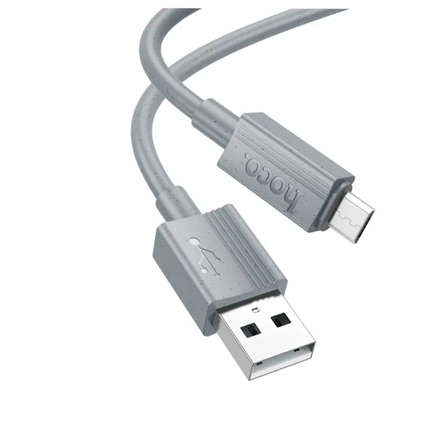 Кабель USB Micro 2.4A 1м серый Hoco X107 пластик - Фото 1 Кабель USB Micro 2.4A 1м серый Hoco X107 пластик - изображение 1
