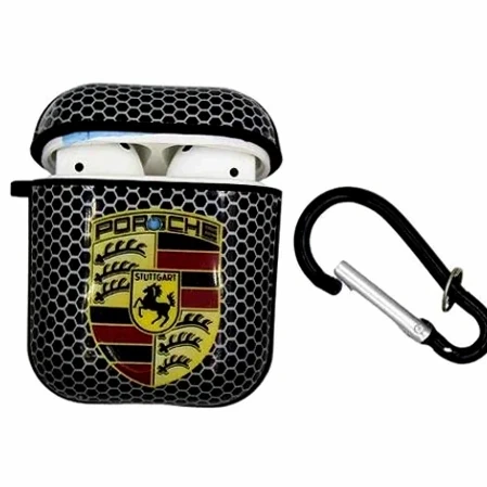Футляр для навушників Airpods 1 2 пластиковий силіконовий з карабіном колір Porsche - Фото 2 Футляр для навушників Airpods 1 2 пластиковий силіконовий з карабіном колір Porsche - зображення 2