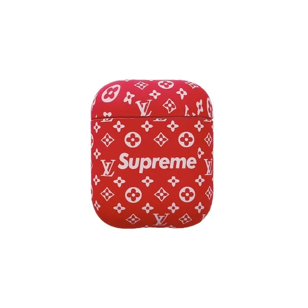 Футляр для навушників Airpods 1 2 пластиковий силіконовий червоний Supreme Red з карабіном - зображення 8