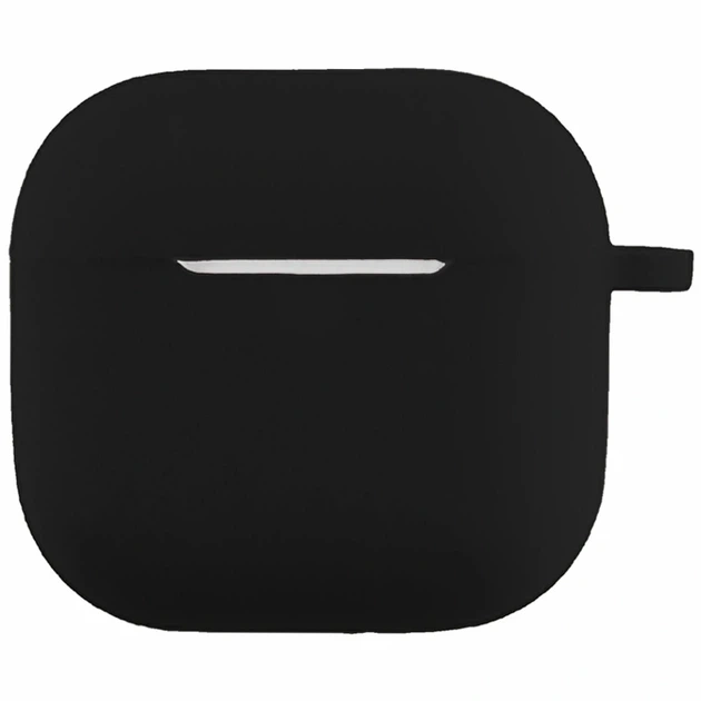 Силіконовий футляр з карабіном для AirPods 4 чорний зносостійкий захищає від пошкоджень. - Фото 1 Силіконовий футляр з карабіном для AirPods 4 чорний зносостійкий захищає від пошкоджень. - зображення 1