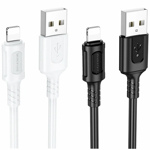 Кабель USB Lightning 2.4A 1м чорний ПВХ Borofone BX111 для заряджання та передачі даних - Фото 2 Кабель USB Lightning 2.4A 1м чорний ПВХ Borofone BX111 для заряджання та передачі даних - зображення 2