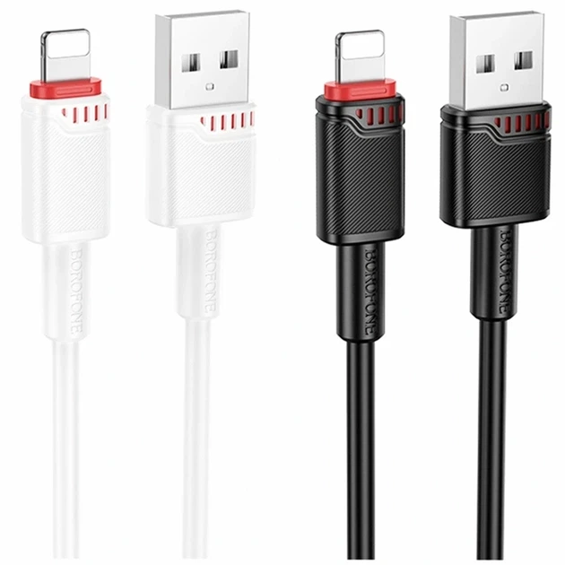 Кабель USB Lightning 2.4A 1м черный PVC Borofone BX110 для зарядки iPhone iPad - Фото 2 Кабель USB Lightning 2.4A 1м черный PVC Borofone BX110 для зарядки iPhone iPad - изображение 2