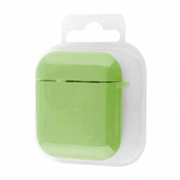 Футляр силіконовий з мікрофіброю для AirPods 1 2 Mint захист від подряпин та падінь карабін в комплекті - зображення 2