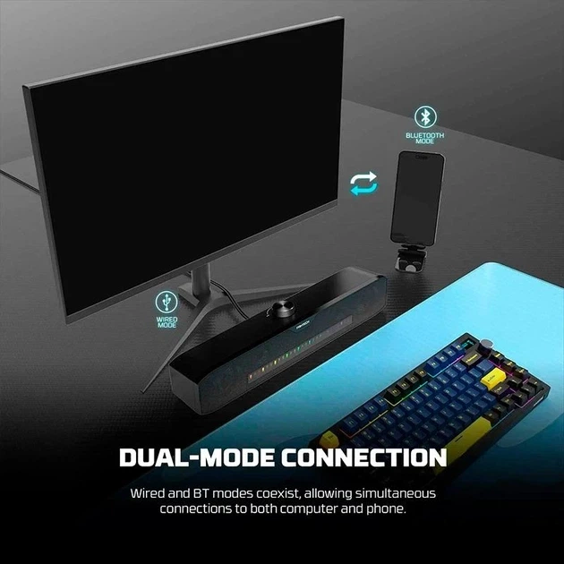 Комп'ютерна колонка саундбар Fantech GS303 потужність 6 Вт Bluetooth 5.3 USB чорний ABS пластик - Фото 5 Комп'ютерна колонка саундбар Fantech GS303 потужність 6 Вт Bluetooth 5.3 USB чорний ABS пластик - зображення 5