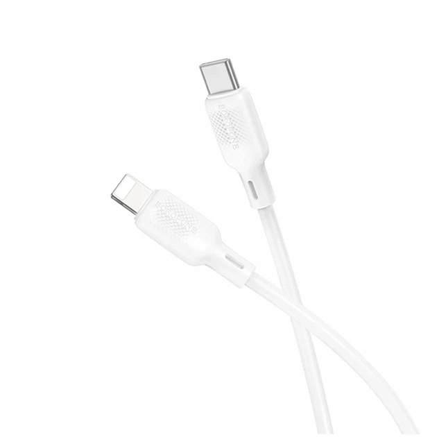 Кабель USB Type-C to Lightning 27W 1м 3А силиконовый белый Borofone BX113 - Фото 1 Кабель USB Type-C to Lightning 27W 1м 3А силиконовый белый Borofone BX113 - изображение 1