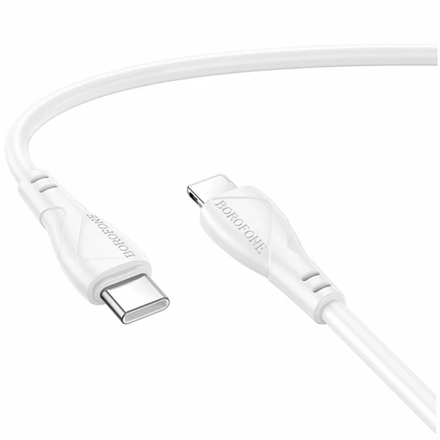 Кабель USB Borofone BX121 Type-C Lightning 1м 27W PVC Белый для быстрой зарядки и передачи данных - Фото 1 Кабель USB Borofone BX121 Type-C Lightning 1м 27W PVC Белый для быстрой зарядки и передачи данных - изображение 1