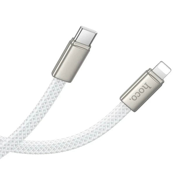Кабель Hoco X125 Exceso Lightning Type-C 30W 1 м білий нейлонова обплетення для заряджання та передачі даних - зображення 3
