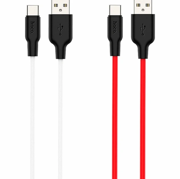 Кабель USB Type-C 2м 3А силіконовий чорно-білий Hoco X21 Plus для заряджання та синхронізації - зображення 2