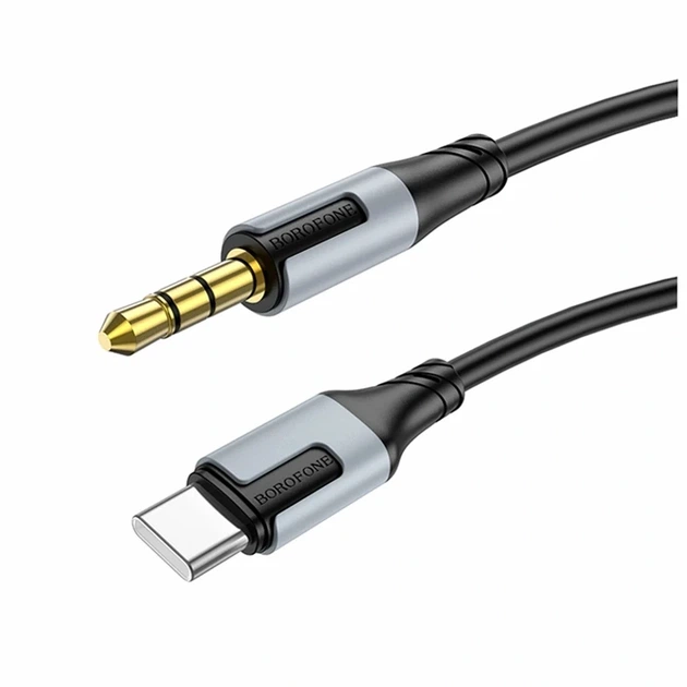 Кабель Aux Borofone BL19 Type-C 1м черный для подключения наушников и колонок с надежными коннекторами - Фото 1 Кабель Aux Borofone BL19 Type-C 1м черный для подключения наушников и колонок с надежными коннекторами - изображение 1