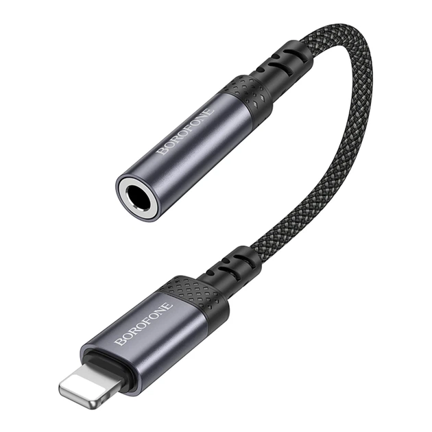 Перехідник Borofone BV24 Lightning AUX 3.5mm 15см сірий алюмінієвий сплав текстиль - зображення 7
