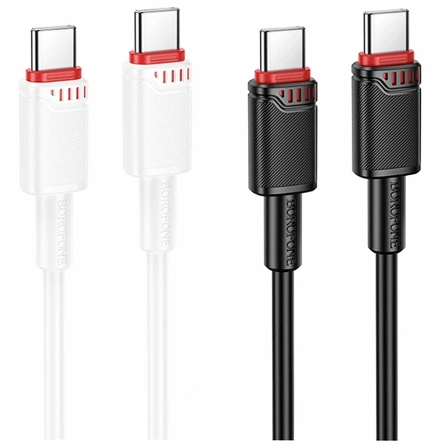 Кабель USB Type-C to Type-C 60W 1м 3A чорний PVC Borofone BX110 - Фото 2 Кабель USB Type-C to Type-C 60W 1м 3A чорний PVC Borofone BX110 - зображення 2