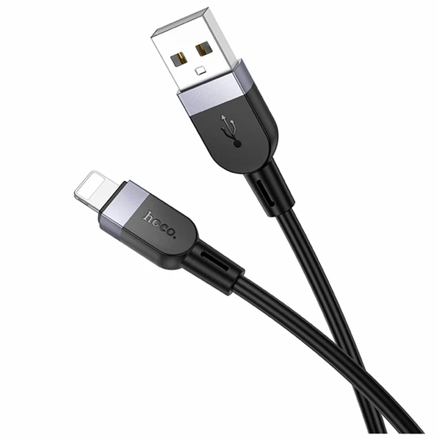 Кабель USB Lightning 2.4A 1м силіконовий чорний Hoco X109 для заряджання та синхронізації - Фото 1 Кабель USB Lightning 2.4A 1м силіконовий чорний Hoco X109 для заряджання та синхронізації - зображення 1