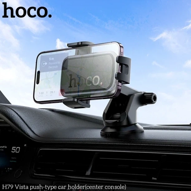 Холдер Hoco H79 Vista для смартфонів 4.5–7.0 дюймів чорний ABS із кріпленням на центральній консолі - Фото 8 Холдер Hoco H79 Vista для смартфонів 4.5–7.0 дюймів чорний ABS із кріпленням на центральній консолі - зображення 8