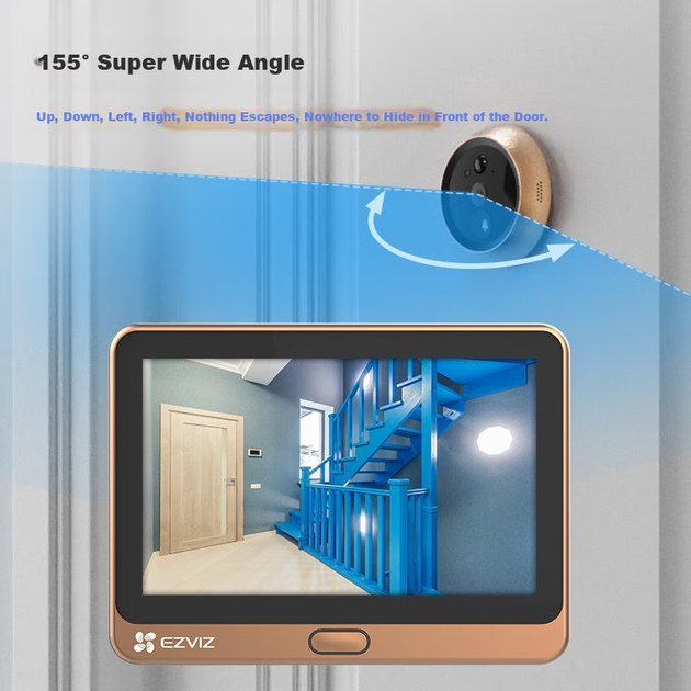 Умная дверная камера Yingshi DP2C, HD 1080p, электронный дверной глазок Hikvision, визуальный звонок и система видеонаблюдения за дверью, удаленный видеозвонок. - изображение 3