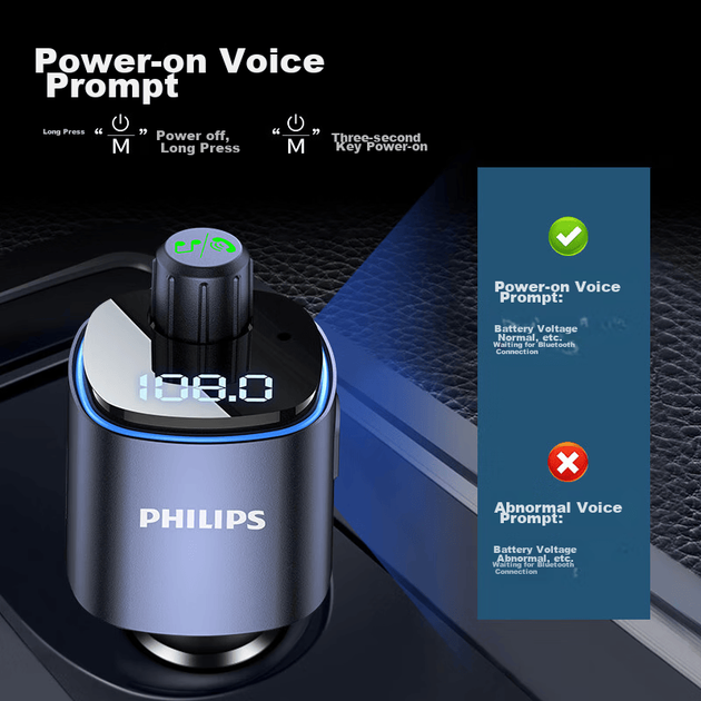 Автомобильный Bluetooth-приемник-зарядное устройство Philips, плеер с функцией быстрой зарядки, автомобильный прикуриватель, многофункциональный преобразователь 4107 - изображение 5