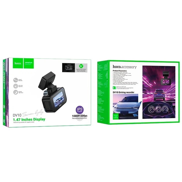 Видеорегистратор автомобильный Hoco DV10 Mini Screen Dashcam Full HD 1080P с IPS-дисплеем 1.47" и углом обзора 140° Черный - изображение 7