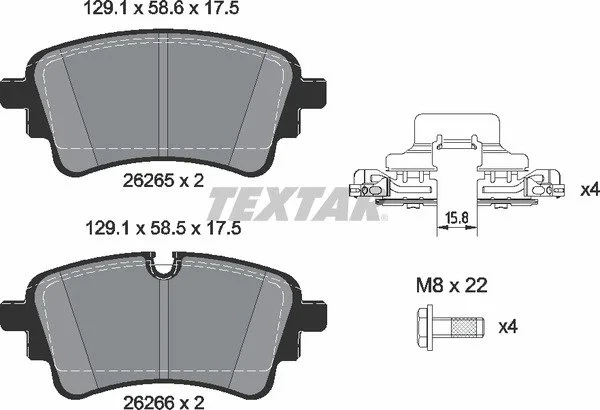 Комплект гальмівних колодок TEXTAR 2626503 Audi A5, Q5, A6, A7, A4, Allroad, A8, Q7 80A698451F, 8W0698451AC, 8W0698451AL - изображение 2