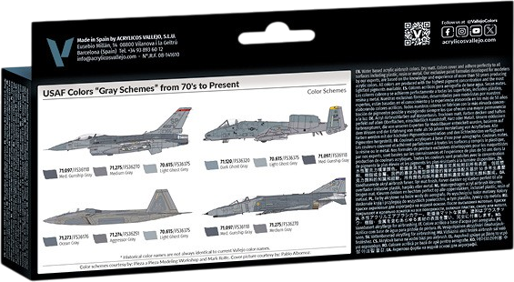 Zestaw farb akrylowych Vallejo Model Air - Wojna powietrzna - Kolory USAF Grey Schemes od lat 70. do dziś 8 szt x 18 ml (8429551711562) - obraz 2