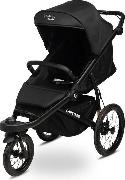 Wózek spacerowy Caretero Lima Deluxe trójkołowy Czarny (5903076321473) - obraz 2