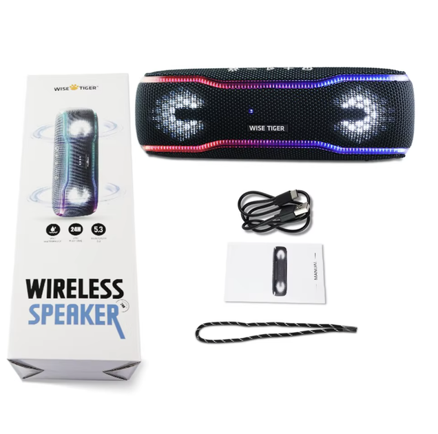 Портативна Bluetooth колонка WISETIGER 25W IPX7 водонепроникна бездротова акустика BT 5.3 RGB стерео колонка для вулиці,дому - зображення 2