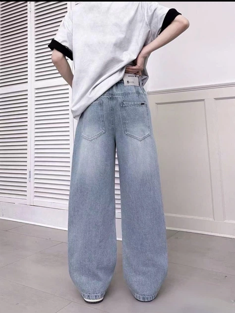 Джинсы YZTH для мальчика подростка широкие baggy свободного кроя, Голубой 170-176 - изображение 3