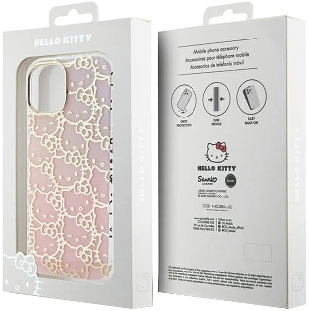 Etui Hello Kitty IML Gradient Electrop Crowded Kitty Head HKHCP15SHCHPEP do Apple iPhone 15 / 14 / 13 Różowe (3666339185947) - obraz 3