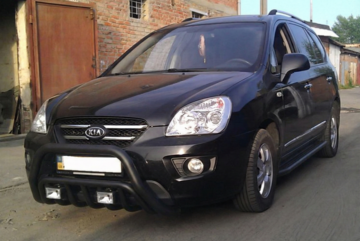 Кенгурятник WT002 Black (нерж) для Kia Carens 1999-2012 рр - зображення 2