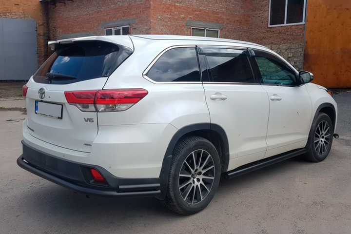 Задній захист AK005-2 Black (2 шт., нерж) для Toyota Highlander 2013-2019 рр - зображення 3