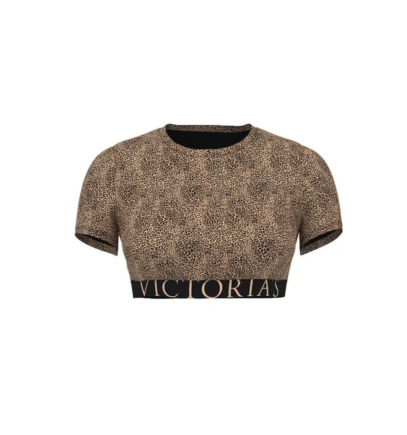 Жіночий топ-бралет Victoria's secret Cotton Short-Sleeve Bralette Crop Top Leo XS Тигровий - зображення 3
