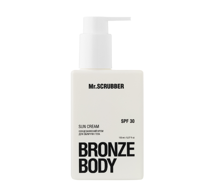 Солнцезащитный крем для лица и тела SPF 30 Bronze Body Mr.SCRUBBER 150мл - Фото 1 Солнцезащитный крем для лица и тела SPF 30 Bronze Body Mr.SCRUBBER 150мл - изображение 1
