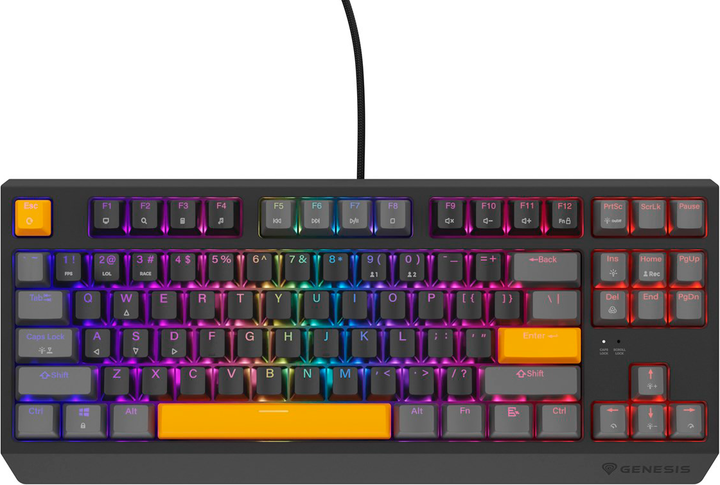 Клавіатура дротова Genesis Thor 230 TKL RGB Outemu Red Black-Orange (NKG-2081) - зображення 2