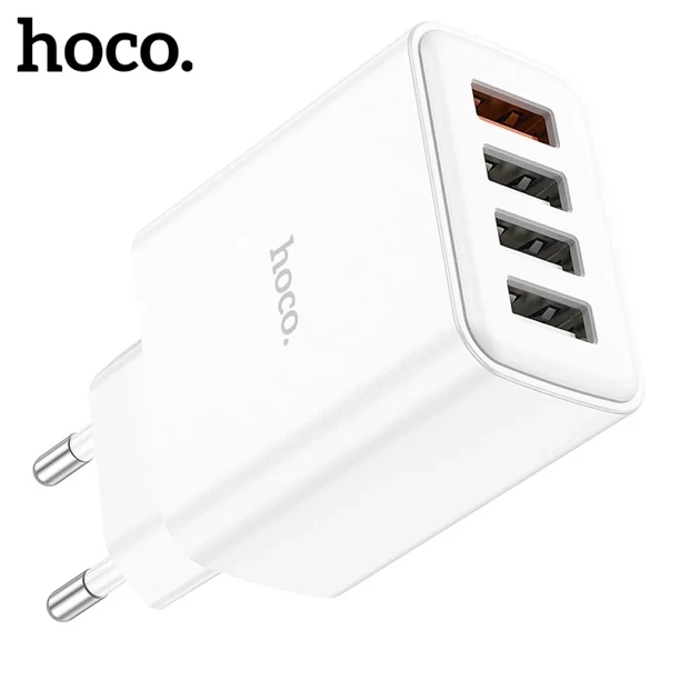 Сетевое зарядное устройство Hoco C102A 28.5W, 4×USB, QC3.0, быстрая зарядка, адаптер питания для смартфонов и гаджетов, белый - изображение 3