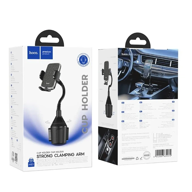 Автодержатель для телефона Hoco H63, в подстаканник (Cup Holder), гибкая ножка, поворот 360°, универсальный, черный - Фото 2 Автодержатель для телефона Hoco H63, в подстаканник (Cup Holder), гибкая ножка, поворот 360°, универсальный, черный - изображение 2