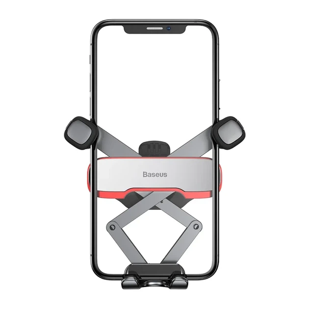 Автодержатель для телефона Baseus Lateral Gravity Car Mount Holder SUYL-HU0S, гравитационный держатель в дефлектор авто, серебристый с черным - изображение 5