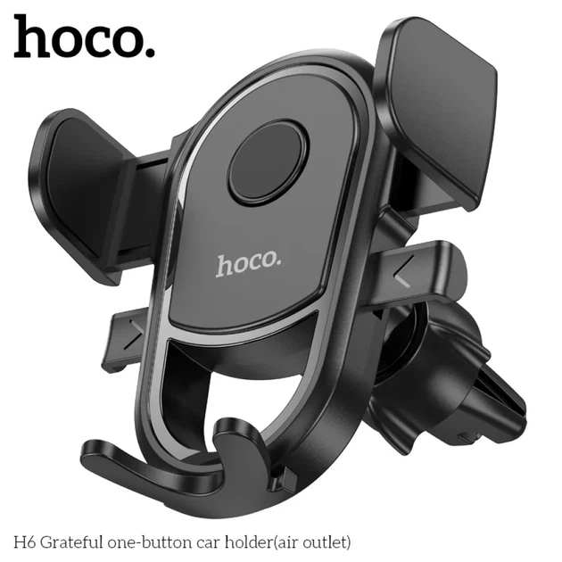 Автодержатель для телефона Hoco H6, в дефлектор, кнопочная фиксация, поворот 360°, универсальный, черный - изображение 3
