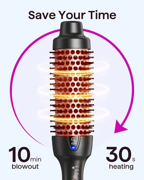 Термощітка Wavytalk Blowout Boost 1.5", щітка-плойка з іонізацією, керамічна, 3 температур, для об’єму та локонів чорна - зображення 4