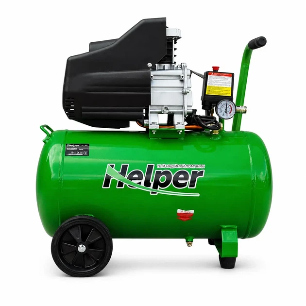Масляный воздушный компрессор Helper HP-1096 50 л 8 бар 205 л/мин поршневой для гаража СТО мастерской электрический для покраски подкачки шин пневмоинструмента универсальный компактный производительный - изображение 2