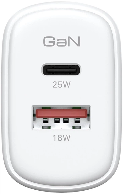 Мережевий зарядний пристрій ArmorStandart Poweraze 25W GaN Type-C + USB-A (ARM87067) (White) - Фото 3 Мережевий зарядний пристрій ArmorStandart Poweraze 25W GaN Type-C + USB-A (ARM87067) (White) - изображение 3