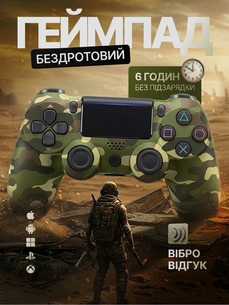 Джойстик бездротовий геймпад PS4 Dualshock 4 v2 (Зелений хакі, Green) для PlayStation 4 PS4 - изображение 2