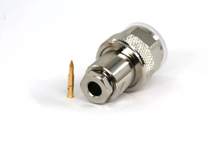 Разъем N-типа розетка (Female) LENORF, серебристая, прямая, зажимная для кабеля RG58/RG223, Tri-metal plating (3.04.074) - изображение 2