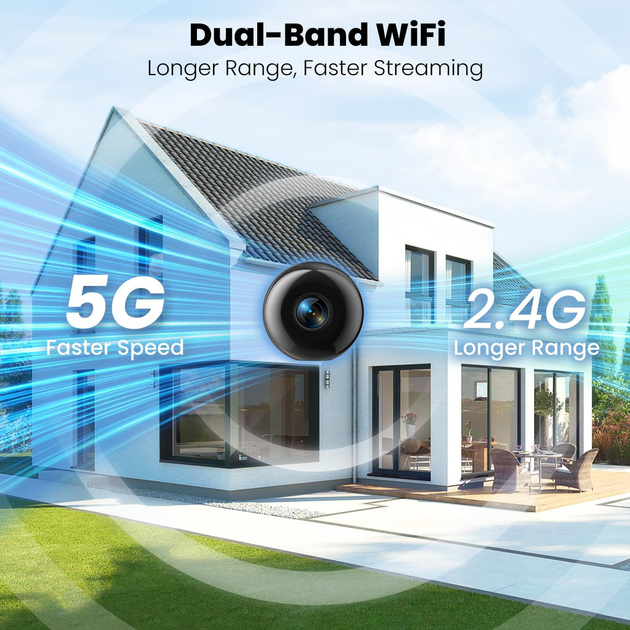 Міні-камера няня JOYTOUR 2K: Дводіапазонний WiFi 2.4/5G, Безкоштовна хмара, Нічне бачення, Датчик руху, Black - зображення 4