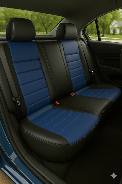 Авточехлы на Mitsubishi Lancer X Auto Style экокожа черно синие - изображение 2